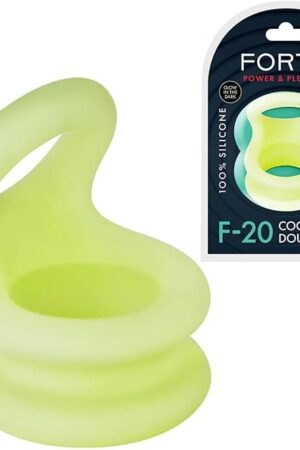 Forto F-20 Liquid Silicone Double C-Ring Ball Stretcher (Glow, Large)
