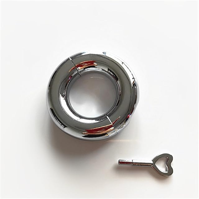 Heavy Stainless Steel Male Penis Ring Metal Smooth Bondage Rooster Ring with Key(28mm)