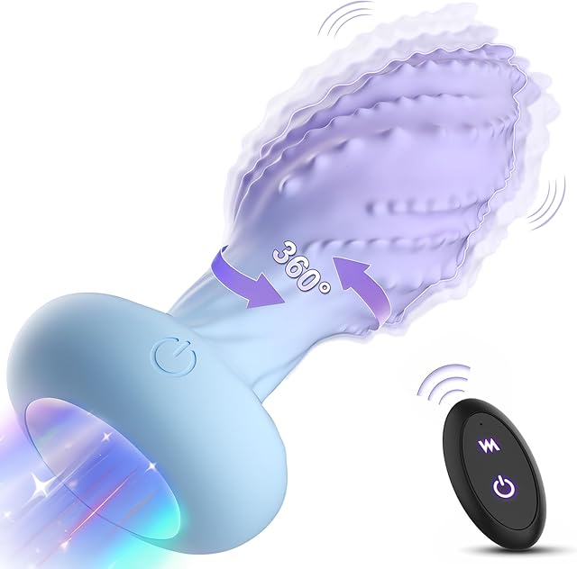 Anal Plug 360? Rotation Vibrating Butt Plug Anal Sex Toys, Adult Sex Toy with Light UP & 10 Vibrating Rotation, Remote Control Vibrator Monster Anal Toys Prostate Massager Sex Toy for Men Couples