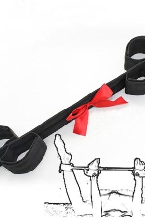 Handcuffs Set Restraints Toys Flirt Leather Bondage with Ankle Cuffs Spreader Bar to Fix Hands and Feet,Constrain Bowing Stretching Legs,Slaves' Shackles SM Special Adult Sex Tools Black