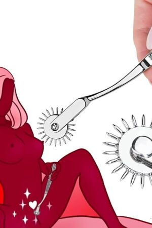 BDSM Toys Foreplay Pinwheel Sex Toys, Stainless Steel Wartenberg Wheel Roller Sex Tools Bondage BDSM Bear Sensory Play, 22 Pins Flirting Stimulation Roller Portable Couple Sex Toys Adult Bedroom Play