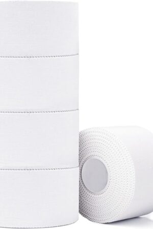 Athletic Tape,5 Pack White Sports Tape,Very Strong No Sticky Residue Wrist Ankle Tape for Gymnastics Boxing Lacrosse Climbing Hockey Bat