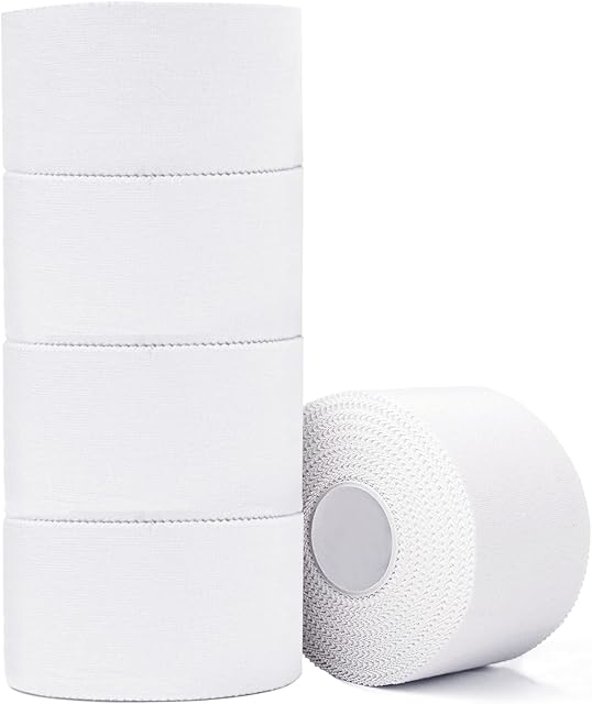 Athletic Tape,5 Pack White Sports Tape,Very Strong No Sticky Residue Wrist Ankle Tape for Gymnastics Boxing Lacrosse Climbing Hockey Bat