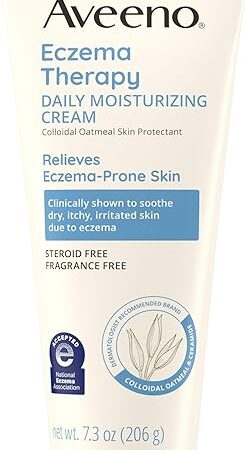 Aveeno Eczema Therapy Daily Moisturizing Body Cream for Sensitive Skin, Soothing Eczema Relief Cream, Colloidal Oatmeal & Ceramide for Dry & Itchy Skin, Steroid- & Fragrance-Free, 73 oz
