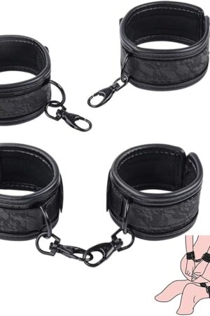 BDSM Bondage Handcuffs Ankle Cuffs Sex Restraints Kit Sex Toys SM Game Play Adjustable Lace Pattern for Adult Couple