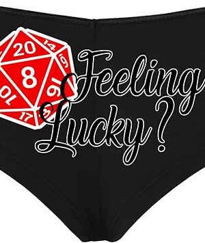 Feeling Lucky D20 DnD Dice Die RPG Gamer Girl Black Boyshort Panties Sexy Underwear