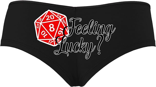 Feeling Lucky D20 DnD Dice Die RPG Gamer Girl Black Boyshort Panties Sexy Underwear