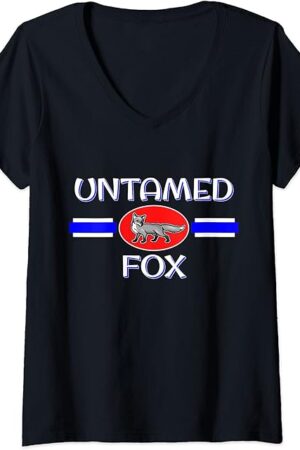Womens Untamed Fox Play BDSM Fetish Gift, Dom Sub PetPlay Kink V-Neck T-Shirt