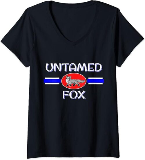 Womens Untamed Fox Play BDSM Fetish Gift, Dom Sub PetPlay Kink V-Neck T-Shirt