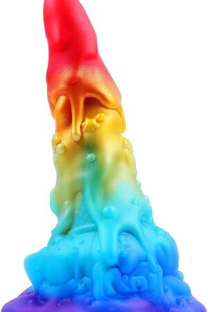 Big Ice Cream Anal Plug Prostate Massage Sex Toy, Fantasy Silicone Butt Plug Trainer, Huge Thick Big Monster Dildo with Strong Suction Cup for Beginners 7.48" (Rainbow)