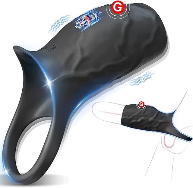 Vibrating Penis Sleeve Cock Ring, Couples Adult Sex Toys for Men Women, Pleasure Penis Ring Vibrator Penis Extender for Penis Testicles G Spot Stimulation, Male Couple Sex Toy Erection Sex