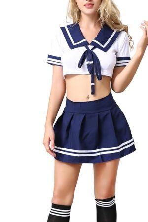 Women Lingerie Schoolgirls Outfit Lingerie Roleplay Cosplay Sailor Costumes with Socks