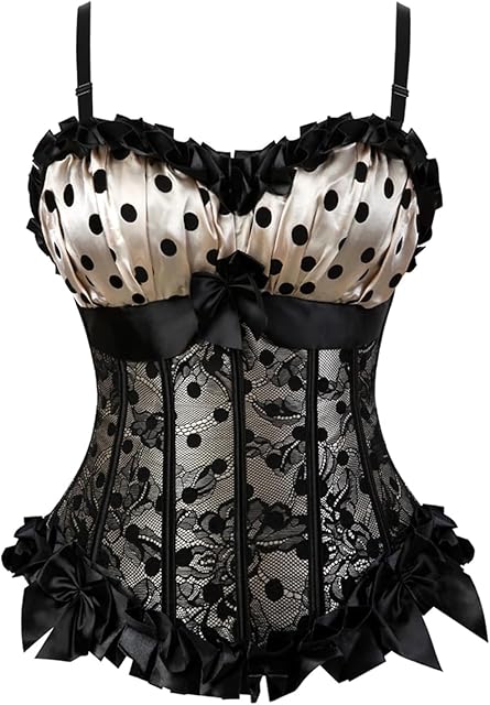Women's Lace up Gothic Jacquard Shoulder Straps Tank Overbust Shaper Corset Bustiers Top