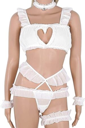 Women's Cute Cat Anime Costume Halloween Sexy Cosplay Lingerie Set Nightie Pajamas Clothes Outfits