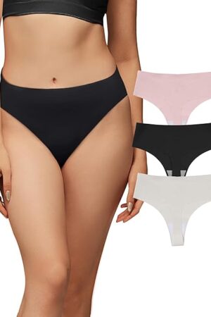 Women Seamless Underwear Thongs Buttery Smooth Stretch Panties No Line Breathable Cotton Crotch Undies for Women