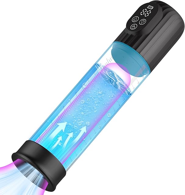 Electric Vacuum Penis Pump for Men with 8 Negative Pressure Modes Automatic Cock Enlarger with LED Display and Transparent Cylinder Scale for Enhances Erection and Delay Ejaculation