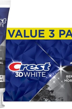Crest 3D White Advanced Charcoal Teeth Whitening Toothpaste with Fluoride, 33 oz, Pack of 3