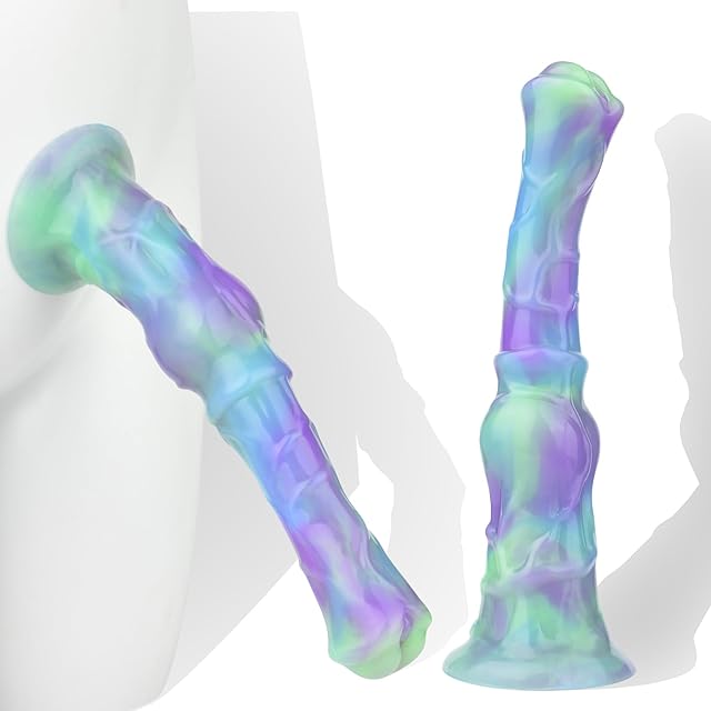 Knot Horse Dildo 98 Inch Soft Colorful Silicone Fantasy Dildo Suction Cup XL g Spot Thick Realistic Animal Fake Penis Dildos Large Anal Play Butt Plug Women Couple Gay Adult Sex Toys & Games (B)