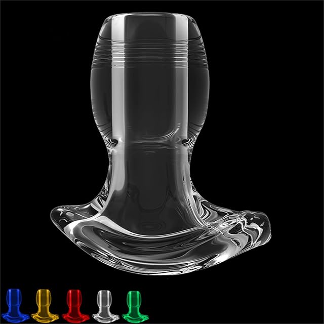 Clear Hollow Anal Dilator Butt Plug, Transparent Luminous Anal Plug, Anal Sex Toy, Couples Sex Toys, 3 Sizes, 5 Color Lights (L)