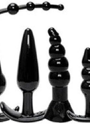 Anal Plug Set,Pack of 6 Anal Toys Trainer Kit Silicone Prostate Massager Anal Dildo Sex Toys Training Kit Butt Plug Anus Stimulation Pleasure Plug Toy Expanding Butt Plug for Men Women (Black)