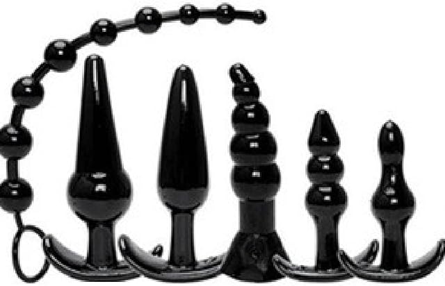 Anal Plug Set,Pack of 6 Anal Toys Trainer Kit Silicone Prostate Massager Anal Dildo Sex Toys Training Kit Butt Plug Anus Stimulation Pleasure Plug Toy Expanding Butt Plug for Men Women (Black)