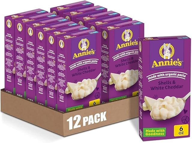 Annie's White Cheddar Shells Macaroni and Cheese with Organic Pasta, 6 oz (Pack of 12)