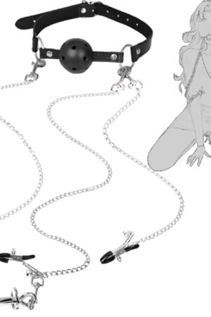 BDSM Bondage Restraint Kit with Breathable Ball Gag, Nipple & Clit Clamps, Stainless Steel Anal Plug ? Adjustable PU Leather Chastity Harness for Sensory Play, Roleplay, and Submissive Training