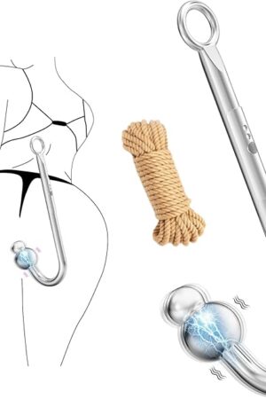 Bondage Rope with Vibrating Anal Hook BDSM Shibari Rope Sex Restraints Kits for Sex Vibrating Anal Plug with Anal Beads Ass Hook SM Sex Games Tool Adult Sex Toys for Couple Fetish Rope Play