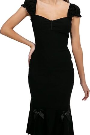 Womens Stretchy Sexy Wiggle Dresses, Wear On Or Off Shoulder, Pinup Retro 1950 Style Cocktail Party Wiggle Dress