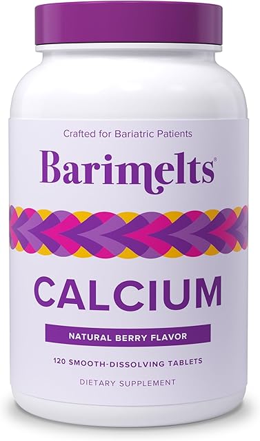 Barimelts Calcium Citrate with Vitamin D3 & Magnesium, 120 Smooth-Dissolving Tablets (1-Month Supply), Bariatric Calcium Supplements for Women, Natural Berry Flavor?