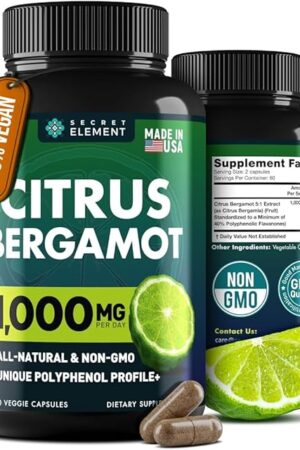 Citrus Bergamot Extract 1000mg - Citrus Bergamot Supplement for Heart, Immune System Support, and Healthy Aging - Pure, Vegan Bergamot Capsules