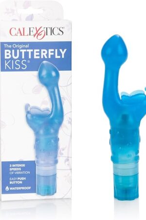CalExotics Original Butterfly Kiss Vibrator - Multi-Speed Waterproof Vibe ? Adult Sex Toys for Couples - Clitoral G Spot Massager ? Blue