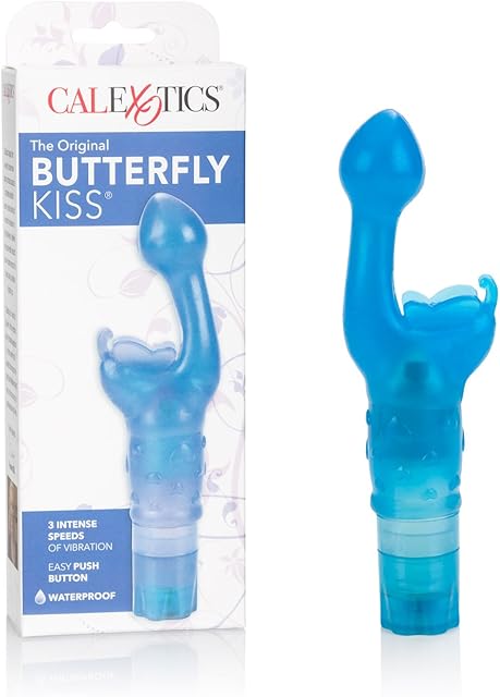 CalExotics Original Butterfly Kiss Vibrator - Multi-Speed Waterproof Vibe ? Adult Sex Toys for Couples - Clitoral G Spot Massager ? Blue