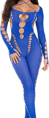 womens Seamless Opaque Cut-out Footless Bodystocking