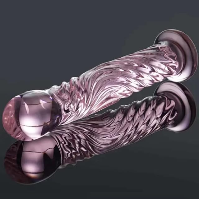 Glass Dildo Fantasy Dildo Adult Sex Toys for Couples, Pink Dildo Glass Buttplug Anal Toy for Prostate Massager Dilators, Realistic Clear Dildo Thin Dildos Women Sex Toy for Men