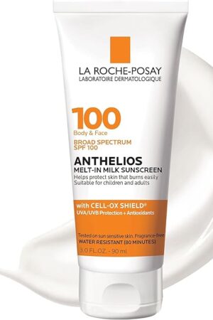 La Roche-Posay Anthelios Melt-In Milk Sunscreen SPF 100, Sunscreen For Body & Face, Broad Spectrum SPF + Antioxidants, Oil Free, For Sun Sensitive Skin, Oxybenzone Free