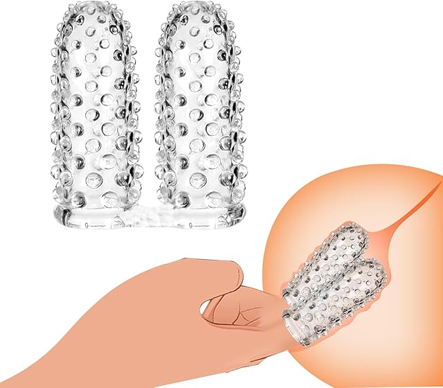 Finger Vibrator Accessories Adult Sex Toys for Couples, 2pcs Finger Sleeve Vagina Clitoral Nipple G-spot Stimulator, Silcone Sleeves Sex Things for Couples Kink, Anal Sex Toys for Women Men Couples