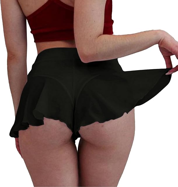 Women's High Waist Workout Gym Shorts Sexy Club Hot Pants Yoga Booty Shorts Dance Skirts