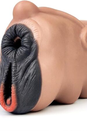 YOCY Liquid Silicone Lifelike Ultral Soft Stretchy Male Masturbator Men Stroker 2 in 1 Fantasy Waterproof Brown Color Portable Use