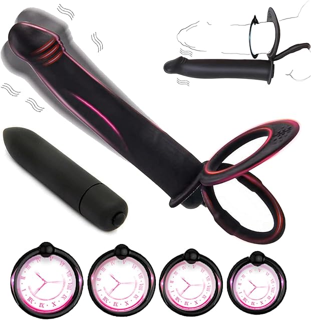 Anal Couples Male Adult Sex Toys - Strap On Anal Dildo with Vibrating Cock Ring, Vibrating Anal Butt Plug Penis Sleeve Vibrator Sex Toy 10 Vibrations, Double Dildo for Men Couple Women Pleasure