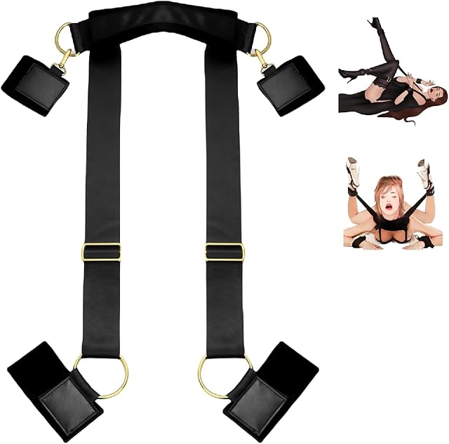 BDSM Restraints Kit Sex Bondage Bed Wrist Leg Restraint Straps Set with Neck Pad Adjustable Ankle Cuffs & Removable Handcuffs,Bondage Gear for Adult Games Sex Toy for Couple