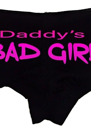Daddys Bad Girl Booty Shorts  Flirty Black Cotton Panties for Women, Cheeky Naughty Lingerie Gift S-3X