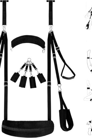 5 in 1 Sex Swing Bondage Restraints Set, BDSM Kit Door Swing & Sex Restraint Adjustable Sex Sling Neck Strap Handcuffs & Thigh Restraint, Bondage Swing Sex Furniture for Bedroom Adult Sex Games