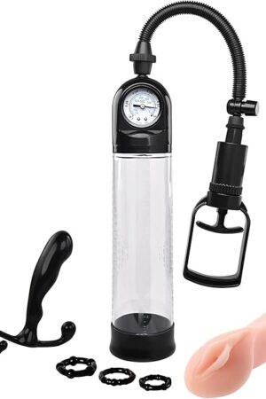 Adam & Eve Adam's Pleasure Kit for Him, 6 Piece Penis Pump Kit with Cock Rings, Prostate Massager, Realistic Stroker, Male Enhancement Set for Stamina Training, Performance, and Intense Pleasure