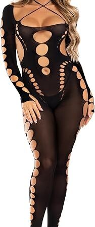 womens Seamless Opaque Cut-out Footless Bodystocking