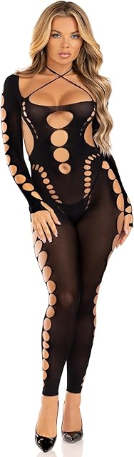 womens Seamless Opaque Cut-out Footless Bodystocking