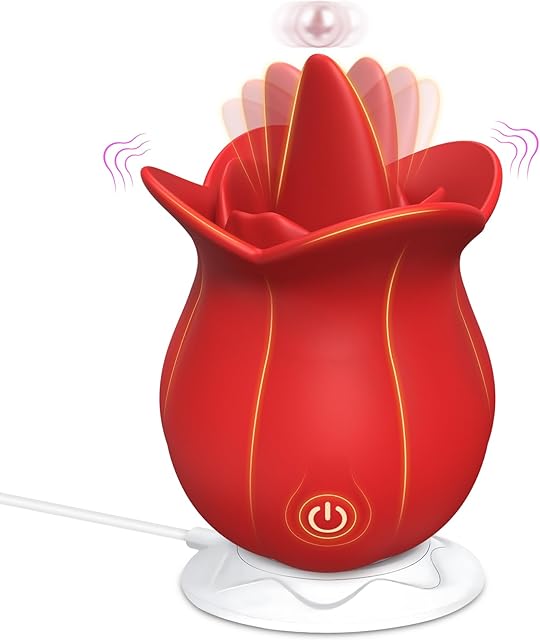 Clitoral Licking Tongue Rose Sex Toy Vibrator Stimulator for Women, Vibrating Rose Adult Women Couples Sex Toys with 10 Modes, Female Mini Clitoris Nipple Vibrator for Woman Her Pleasure (Red Rose)