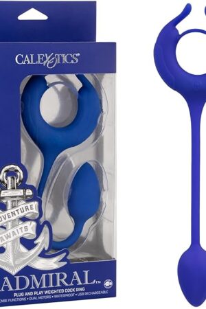 CalExotics Admiral Plug and Play Weighted Cock Ring, Blue, 1 Count