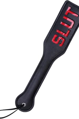 Faux Leather Slut Spanking Paddle for Sex Play, 128inch Total Length Paddle for Adults, Black