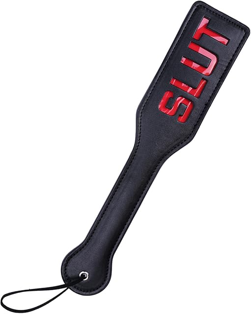 Faux Leather Slut Spanking Paddle for Sex Play, 128inch Total Length Paddle for Adults, Black